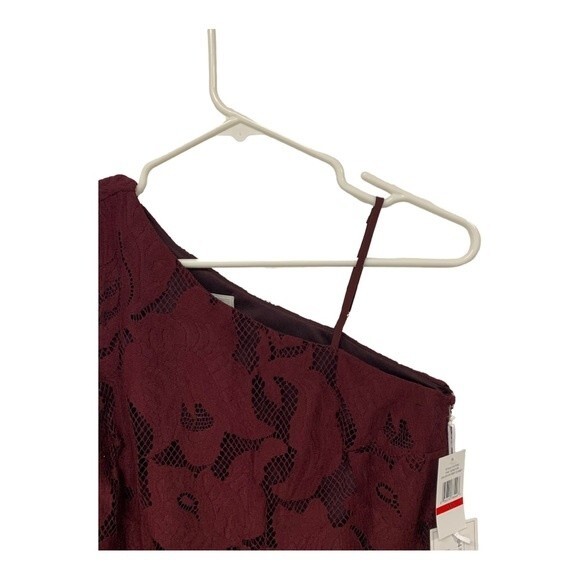 NWT 1.State | The Curator Women’s One Shoulder Lace Deep Claret Top XS - Picture 7 of 7